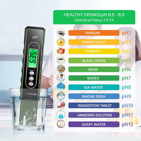 VIVOSUN PH Meter Digital PH Tester Pen 0.01 High Accuracy Water Quality Tester, Army Green