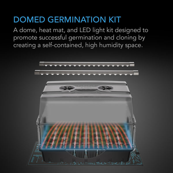 AC Infinity Heavy Duty Humidity Dome Extended Height Kit with Heat Mat, Germination Set with LED Grow Light Bars, 5x8 Cell Tray