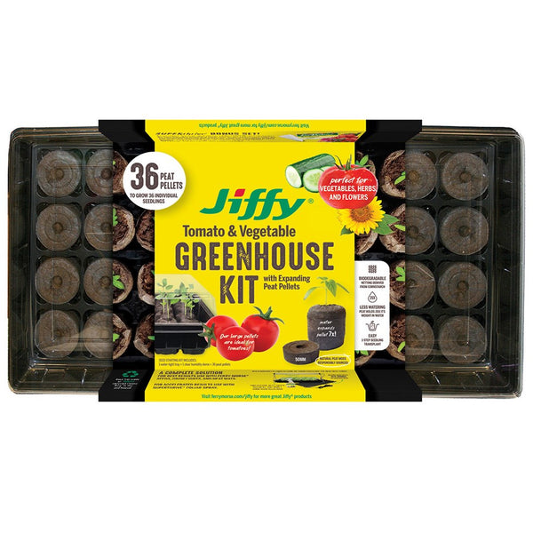 Jiffy® Seed Starting Tomato & Vegetable Greenhouse - 50mm - 36 Cells - 11in L x 11in W x 4.25in D