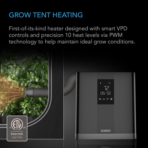 THERMOFORGE T3, Environmental Plant Heater, Smart VPD Controls, True 10 Heat Levels, Tubing Extends into Grow Tent