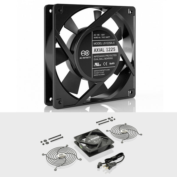 AC Infinity AXIAL 1225, Muffin 120V AC Cooling Fan, 120mm x 120mm x 25mm, Low Speed