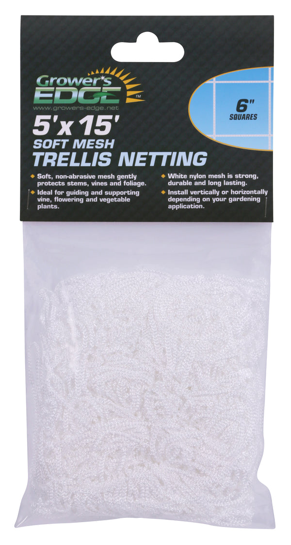 Grower's Edge Soft Mesh Trellis Netting 5 ft x 15 ft w/ 6 in Squares (12/Cs)