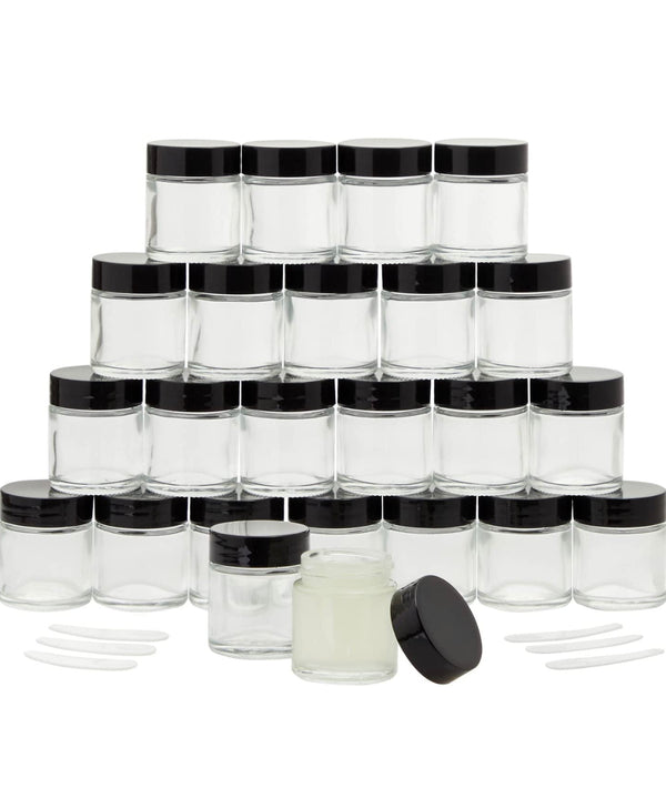 Glass Storage Jars Leak-Proof with Black Lid 30ML 30Pk