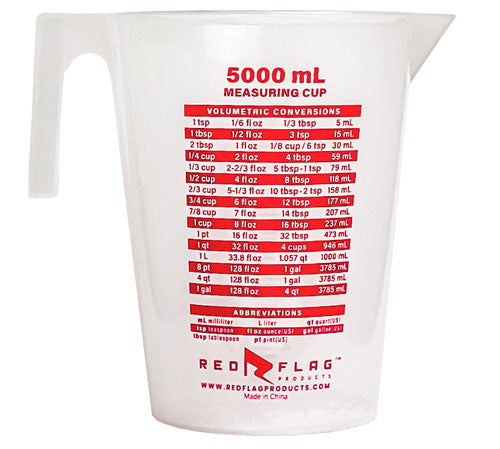 RedFlag Graduated Round Measuring Container - 5000 mL / 160 oz / 1 Gal.